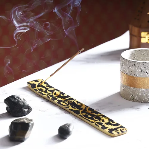 Vista 3 de Bless-International Quemador Tradicional Hecho a Mano de Madera Portaincienso Soporte Recogecenizas para Aromaterapia-Meditación-Yoga