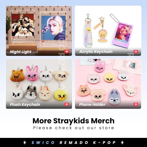 Vista 4 de Swico Remado Kpop - Llavero de dibujos animados lindo llavero de coche colgante de mujer bolso cartera colgantes Stray SKZ Kids