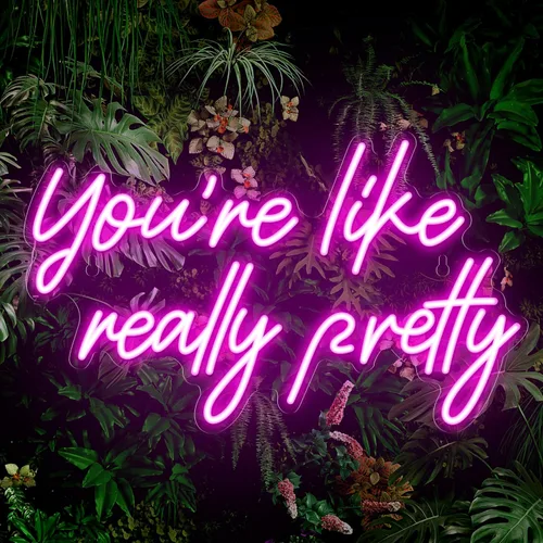 Vista 9 de Señal de neón "You're Like Really Pretty", señal de neón rosa para decoración de pared Señal de neón "You're Like Really Pretty" para recámara
