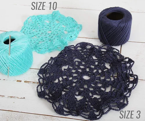 Vista 2 de Hilo de croché Threadart, 100 % algodón, talla 10 Soft pure cotton crochet thread for lace, doilies, amigurumi and crafts. Smooth finish with