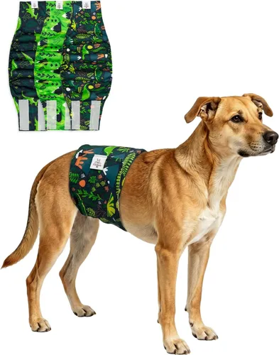 Vista 20 de CuteBone - Pañales lavables para perro macho, banda abdominal, paquete de 3 unidades, color negro, modelo DM54XS