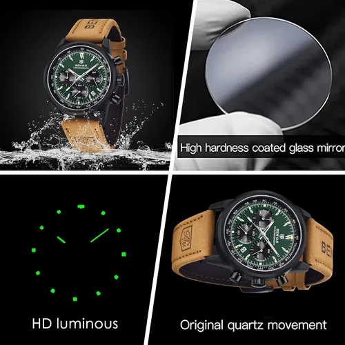 Vista 4 de BENYAR Mens Watches, Chronograph Analog Quartz Movement Sports Wrist Watch, 30M Waterproof Watch for Men, Retro Street Style Men's Watch