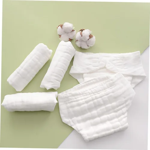 Vista 4 de 5Pcs Reusable Baby Cloth Diapers Washable Cotton Nappy Inserts Absorbent and Breathable for Infants Size M for Everyday Use
