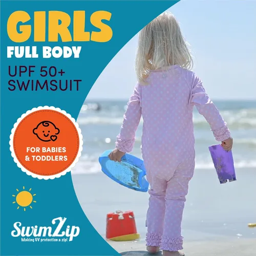 Vista 6 de Swimzip bañadores manga larga con factor de protección solar 50 para bebé niña y de bebé niña