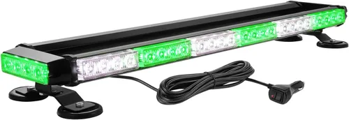 Vista 10 de WOWTOU - Barra de luz LED de 56 luces rojas y blancas de techo de emergencia con flash intermitente para bomberos voluntarios, vehículos de Rojo