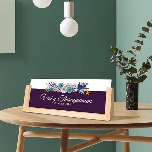 Vista 6 de Placa de nombre para escritorio, placa de nombre de escritorio personalizada de acrílico con base de madera de arce, decoración de escritorio
