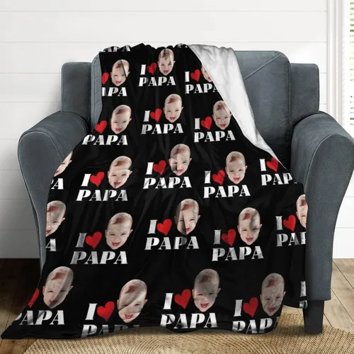 Vista 2 de D-Story Mantas faciales personalizadas, regalo personalizado con fotos para papá, día del padre