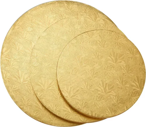 Vista 8 de Juvale Tambores dorados para tartas, redondos de 8, 10 y 12 pulgadas, 1/2 pulgadas de grosor, cartón dorado brillante, juego de 6 – Juego