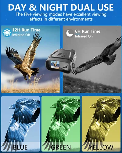 Vista 4 de Gafas de visión nocturna 4K, binoculares, regalo para hombres y adultos, zoom digital 8X, potente luz IR ajustable, visión de hasta 1312 pies