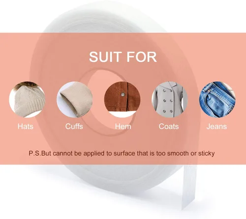 Vista 3 de Boao - Cinta de dobladillo para planchar de 100 yardas, cinta de dobladillo sin coser, cintas de coser de doble cara, adhesivo de tela de unión