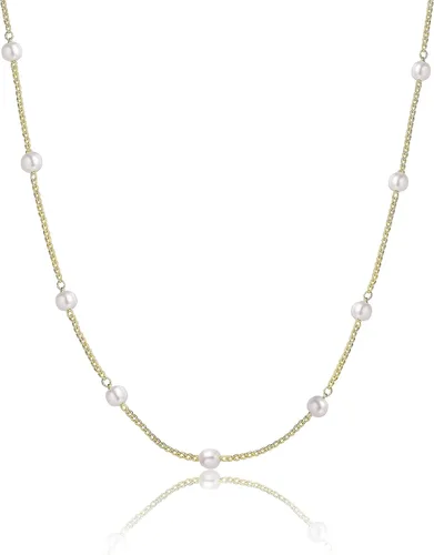 Vista 6 de Delicado collar con colgante de perlas para mujer, chapado en oro de 14 quilates, elegante collar de perlas de agua dulce, collar de perlas con clip