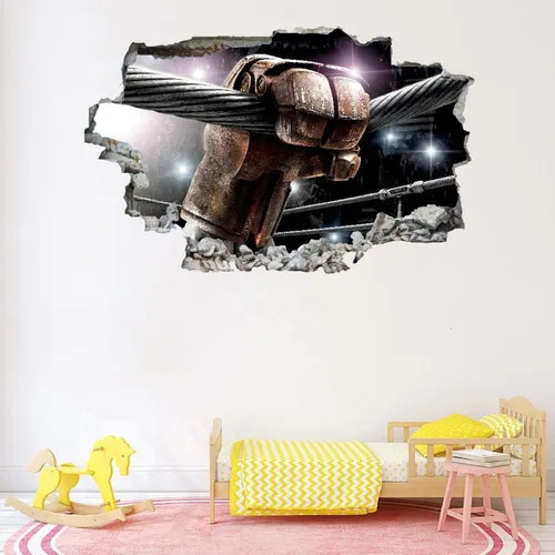 Vista 3 de Calcomanía de pared 3D de boxeo en 3D, calcomanía de tatuaje de pared para decoración de dormitorio de niños, mural de competencia, arte de pared