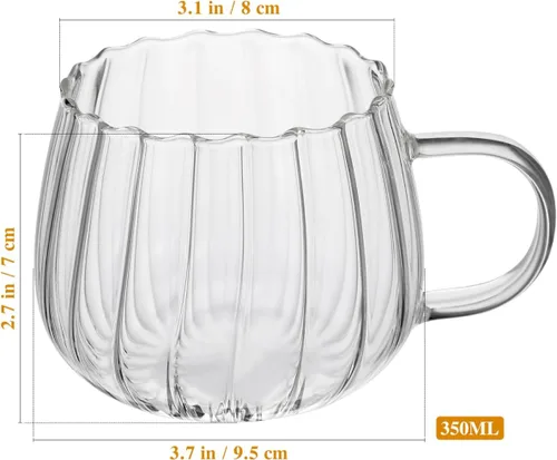 Vista 2 de NUOBESTY 2 tazas de cristal de la calabaza de la taza transparente de la forma de la calabaza tazas taza de café claro beber taza con la manija taza