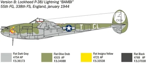 Vista 5 de Italeri 1446 P-38J Lightning 1:72 Kit de modelo de plástico a escala 1:72
