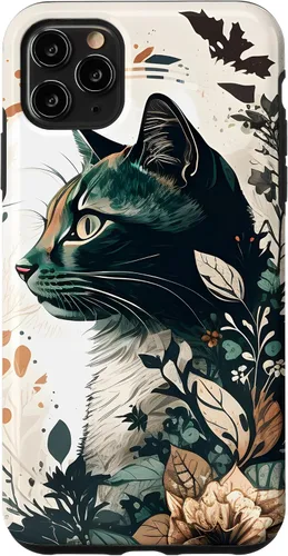 Vista 11 de Funda para iPhone 15 con diseño de gato con diseño de acuarela para jardín botánico
