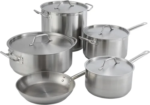 Vista 8 de Winco Cacerola de acero inoxidable resistente con tapa, 2 cuartos