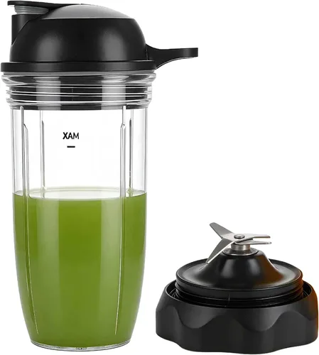 Vista 7 de Cuchilla extractora de repuesto con mango personal de 24 onzas y tapa para llevar Nutribullet Select 1200 y licuadora Combo