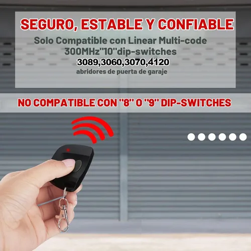 Vista 5 de Kingdder 1 unidad de control remoto para puerta de garaje compatible con multicódigo lineal 300 mhz 10 interruptor de inmersión 3089 3060 3070
