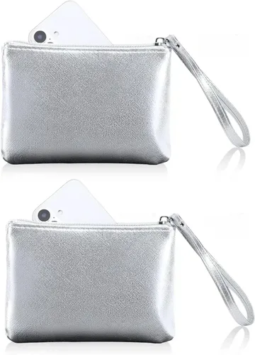 Vista 17 de Paquete de 2 pequeñas bolsas de maquillaje con cremallera para bolso, lápiz labial, organizador de maquillaje de viaje para mujeres, productos Negro