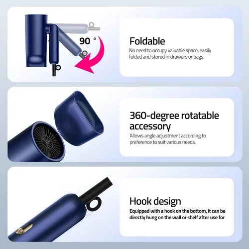 Vista 4 de CONFU Secador de pelo difusor para cabello rizado, secado rápido de 1500 W con difusor para mujeres, secador de pelo de iones negativos compacto