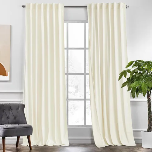 Vista 11 de KGORGE - Cortinas opacas de terciopelo beige de 84 pulgadas, 2 paneles para dormitorio