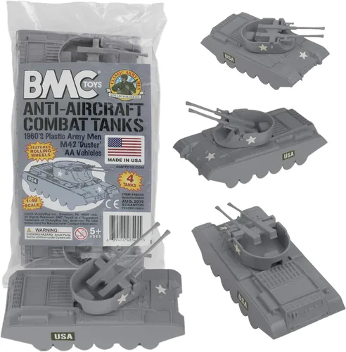 Vista 2 de BMC Classic Payton Anti-Aircraft Tanks - 4 piezas de vehículos de hombres del ejército de plástico negro