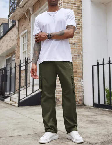 Vista 7 de COOFANDY Men's Casual Cargo Pants Cotton Drawstring Athletic Jogger Sweatpants