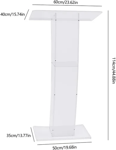 Vista 2 de Soporte de podio curvado acrílico desmontable móvil, podio de presentación Podio Soporte de recepción, púlpitos acrílicos transparentes