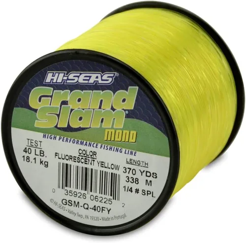 Vista 53 de HI-SEAS Línea de pesca de monofilamento Grand Slam - Fuerte y resistente a la abrasión en transparente, rosa, verde, azul humo, amarillo Amarillo