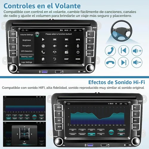 Vista 5 de 2G+64G Android para VW Jetta Seat Passat Tiguan CC Golf Skoda doble Din estéreo del coche con Carplay inalámbrico/Android Auto 7 pulgadas HD