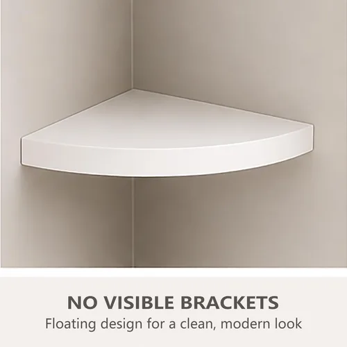 Vista 7 de ZGZD Estante esquinero invisible montado en la pared, forma radial, perfecto para dormitorio, baño, sala de estar, cocina, juego de 2