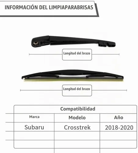 Vista 2 de Juego de tuercas para brazo de limpiaparabrisas trasero para Subaru Crosstrek 2018-2023, conjunto de limpiaparabrisas trasero con cubierta de tapa