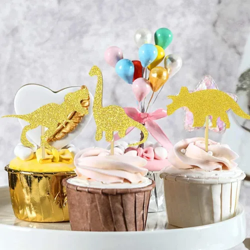 Vista 4 de 16pcs Cake Insert Cards Dinosaur-shaped for Birthday Party Decoration