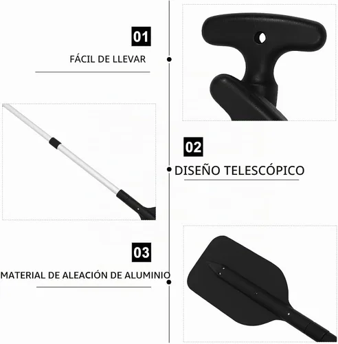 Vista 8 de LIOOBO Telescopic Kayak Paddle - 2Pcs Plastic Aluminum Canoe Oar, Boating Accessories River Tubing Paddles