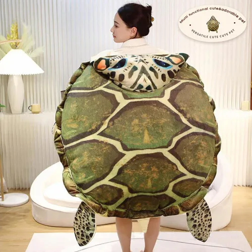 Vista 5 de Almohadas de concha de tortuga de 23.6 pulgadas, almohada de felpa de tortuga, disfraz de animal de peluche, divertido regalo creativo para niños