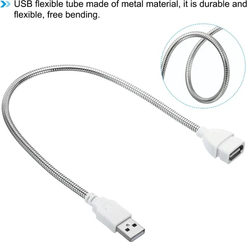 Vista 6 de PATIKIL Luces nocturnas USB, 6 piezas de 1 W, 3 cuentas de lámpara LED con 13.8 in macho a hembra, cables flexibles de cuello de cisne