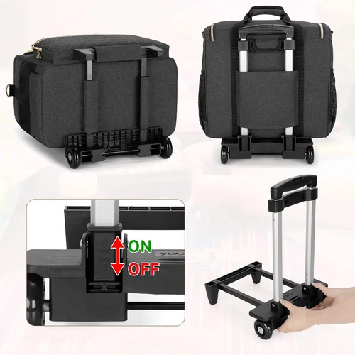 Vista 4 de LUXJA Bolsa de manualidades con ruedas con bolsillos para álbum de recortes de 12 x 12 pulgadas y laptop, bolsa rodante para álbum de recortes