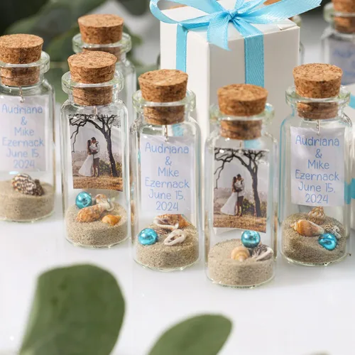 Vista 4 de Recuerdos de boda con foto personalizada para invitados - Recuerdos de fiesta en la playa personalizados - Regalos de recepción de bodas de destino