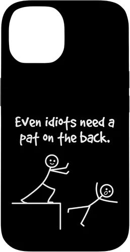 Vista 4 de Even Idiots Need A Pat On The Back Funny Stick Man Joke - Funda de regalo para iPhone 17