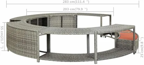 Vista 8 de vidaXL Hot Tub Surround Gray Poly Rattan Gris