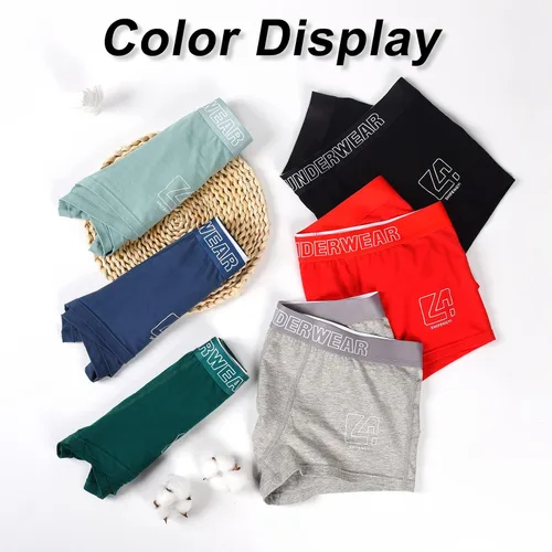 Vista 6 de HUOPAOSHUO Ropa interior para hombre transpirable ropa interior de algodón suave paquete múltiple