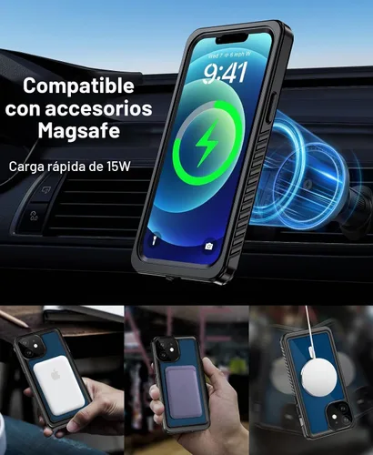 Vista 3 de Beeasy Funda impermeable para iPhone 12 compatible con Magsafe IP68 de grado militar bajo el agua, a prueba de golpes, a prueba de polvo, resistente