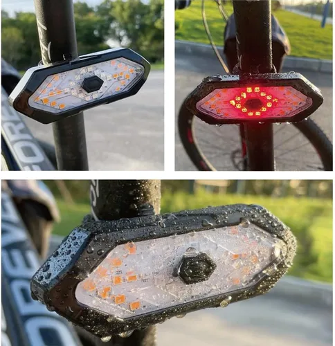 Vista 7 de Luz trasera para bicicleta con intermitentes USB recargable inalámbrico control remoto IPX4 impermeable ultra brillante LED advertencia de seguridad