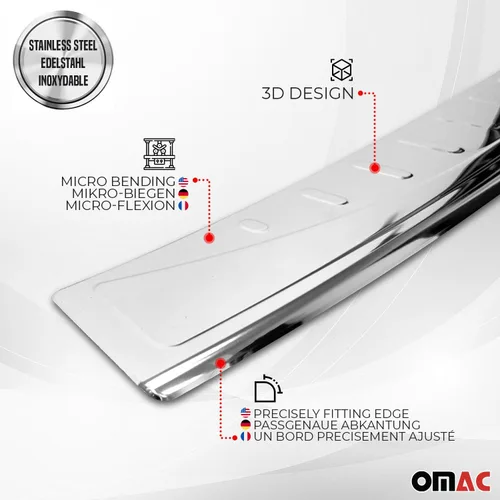 Vista 4 de OMAC Cubierta del umbral del maletero Protector de parachoques para VW Tiguan 2018-2024 acero inoxidable 1 unidad
