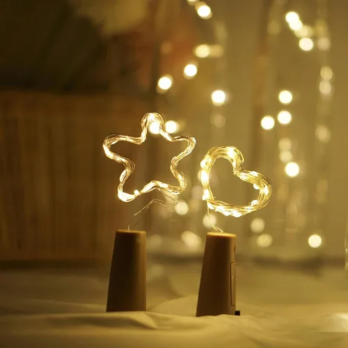 Vista 5 de Luces para Botella de Vino 20 LEDs, Luces de Corcho Impermeables, Pilas (Incluídas), Mini Cadena de Luces de Hadas Operadas con Batería para DIY