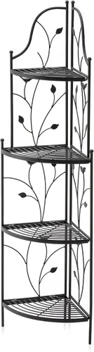 Vista 10 de Glitzhome Estante de metal blanco de 52 pulgadas de alto con 4 niveles para interior y exterior, jardín, granja