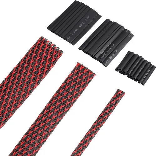 Vista 9 de Boao Funda trenzada expandible de PET de 50 pies, funda trenzada de telar de alambre con 127 tubos retráctiles para audio, video y otros