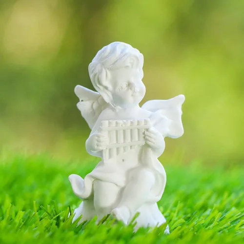 Vista 6 de HomeSoGood 4 piezas de estatua musical de ángel de estilo nórdico, mini figura de resina, escultura, manualidades, decoración del jardín del hogar