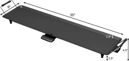 Vista 8 de MAT EXPERT Parrilla Teppanyaki de mesa de 35 pulgadas, parrilla portátil antiadherente para barbacoa, placa de barbacoa eléctrica de 2000 W con 5