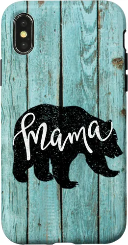 Vista 5 de Turquoise Woodgrain Rustic Farmhouse Shiplap Wood Mama Bear Case for iPhone 17